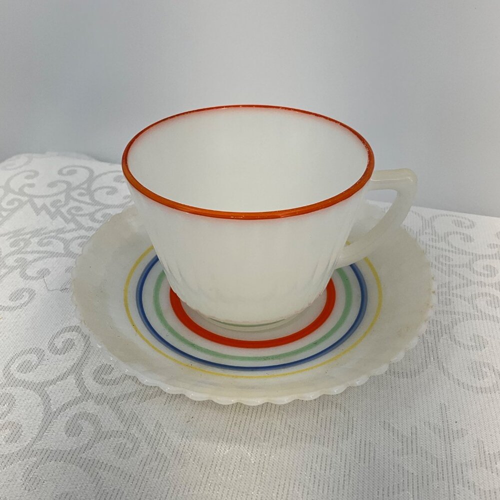 MacBeth-Evans Monax‎ Petalware cup and saucer Rainbow
